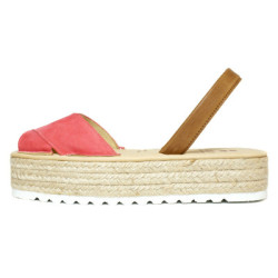 Kaufen Sie menorquinische Sandalen mit Plateau für Damen in rosa kreuzen | Guelmi Shoes