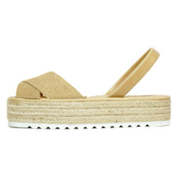 Comprar abarcas menorquinas con plataforma para mujer arena cruzada| Guelmi Shoes