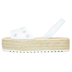 Comprar abarcas menorquinas con plataforma para mujer color blanco picadet | Guelmi Shoes