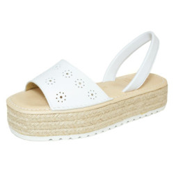 Comprar abarcas menorquinas con plataforma para mujer color blanco picadet | Guelmi Shoes